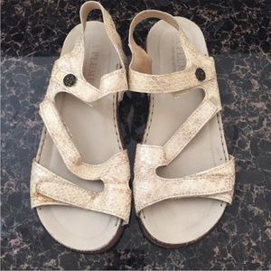 La Plume Snakeskin Leather Strappy Sandals